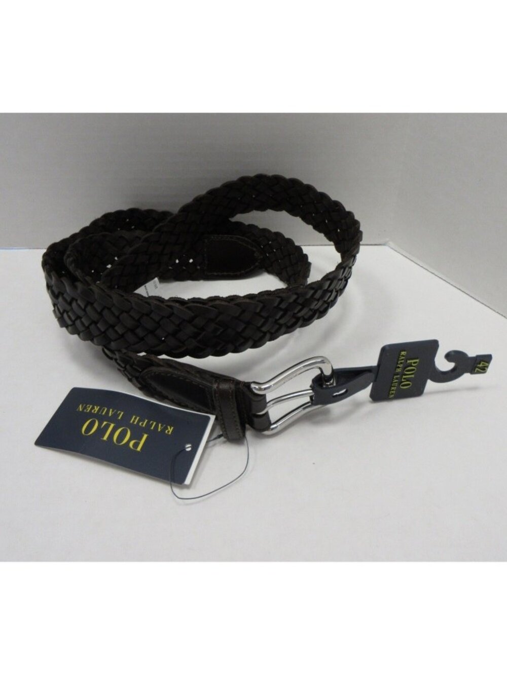 Polo Ralph Lauren Belt 42 Leather Braided Woven Casual Classic Pony